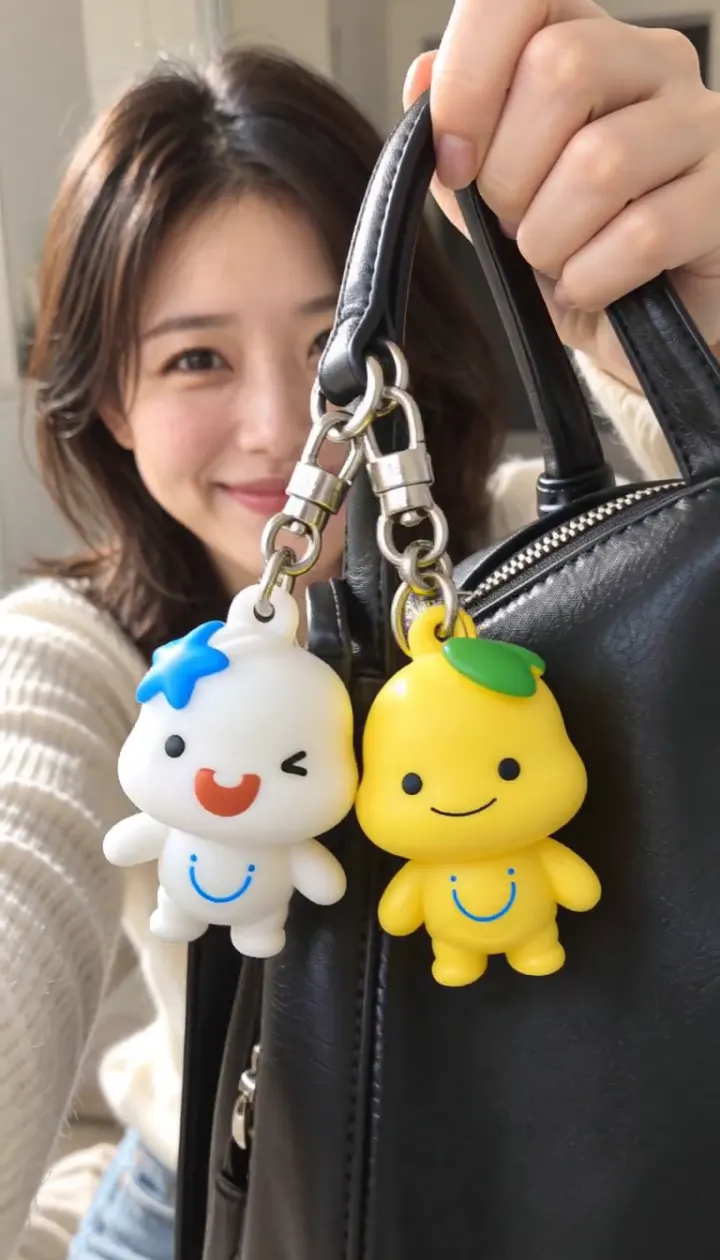 가방에 단 흰색 해로와 노란 토로